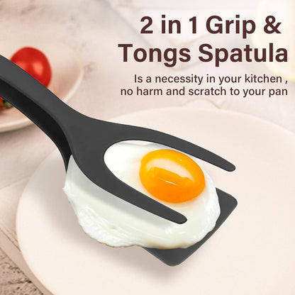 2-in-1 Grip and Flip Spatula Tongs 🍳